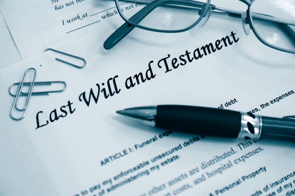 A legal document with the words lost will and testament on it.